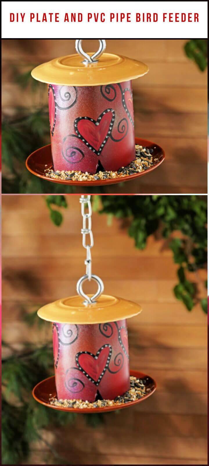 DIY Plate and PVC Pipe Bird Feeder 1